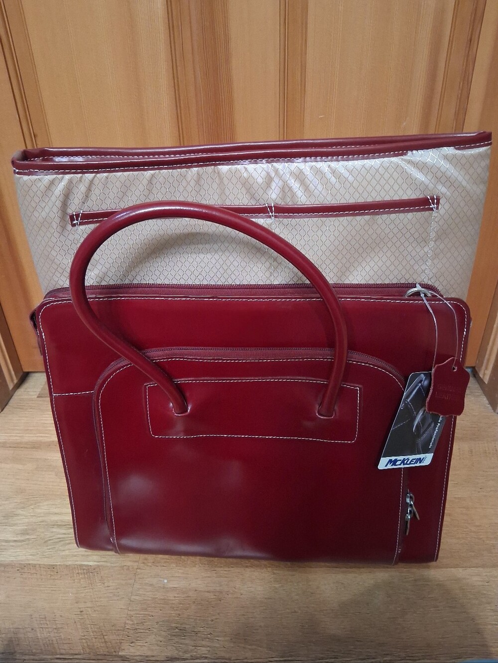 McKlein Women's Leather Briefcase Attache Bag - Wine Red - Picture 6 of 16